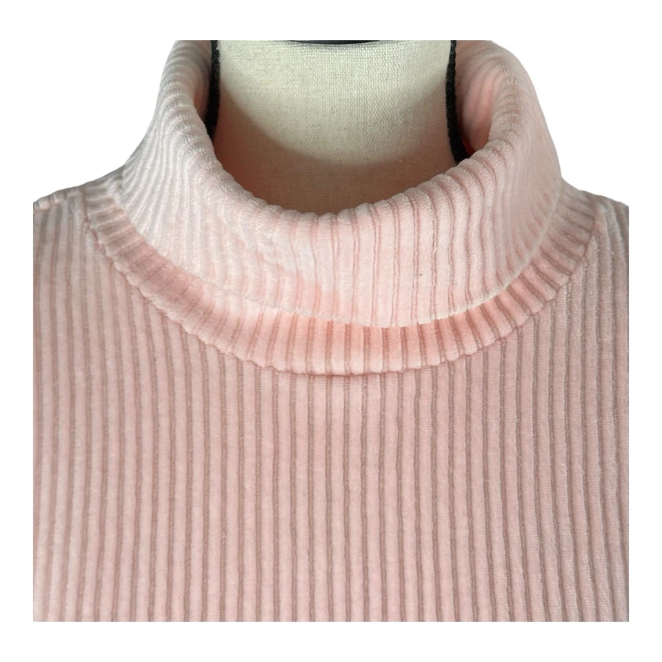 US Polo Assn. Suéter para mujer rosa claro tejido gofre cuello alto talla XL Foto 2 de 4