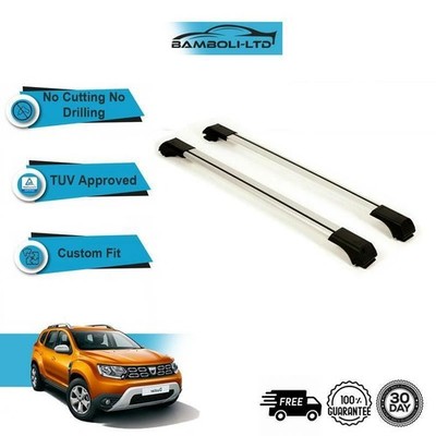 Fits DACIA DUSTER 2018-UP Roof Rack Cargo Cross Bars Rails Aluminium GREY SET