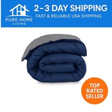 1800 Series Full Comforter - Goose Down Alternative in Dark Blue/Grey