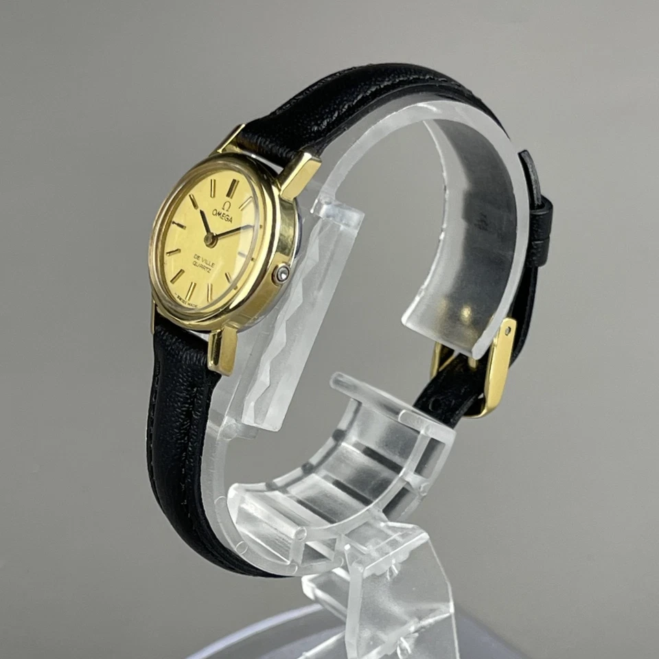 OMEGA De Ville Vintage Relógio Feminino Nova Pulseira de Couro Nova Bateria 5910011 - Imagem 4 de 4