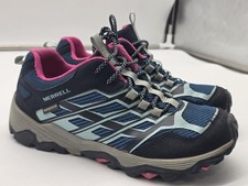 Merrell Shoes Girls 3 Blue Moab FST Waterproof Hiking Sneakers Damage MK164176