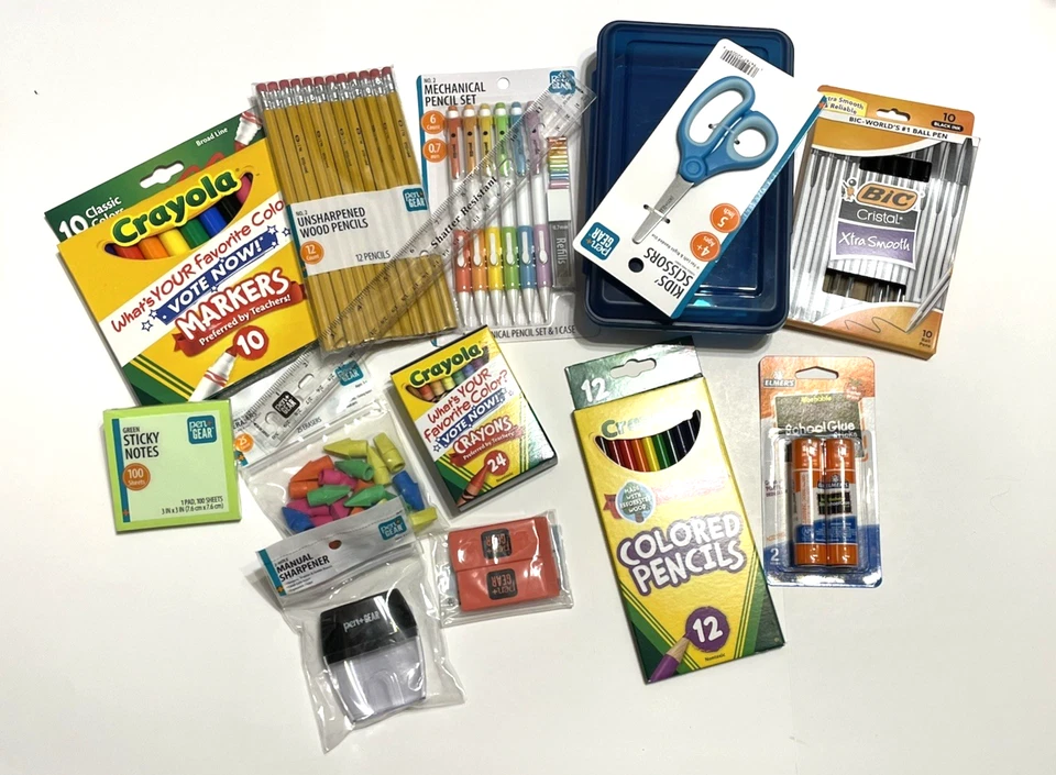 School Supplies Bundle Notebooks Pencils Erasers Scissors Crayons Markers Lot - Image 4 of 4