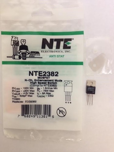 NTE NTE2382 MOSFET-N-Ch, Enhancement Mode, High Speed Switch Replac. for IRF520
