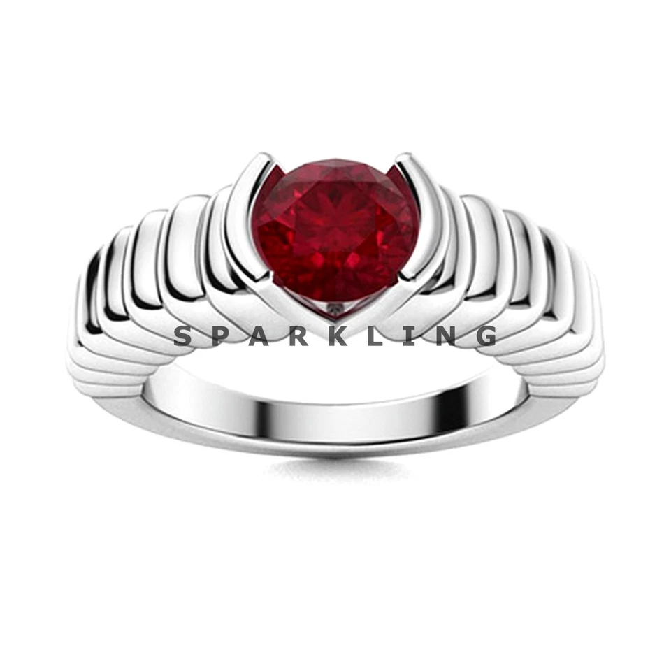 Ruby Round Cut Gemstone With 925 Sterling Silver Ring For Men's #D771 - Image 2 of 4