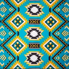 Wyoming Traders Wild Rag Southwest Print Teal / Gold 100% Silk Scarf - 34.5"