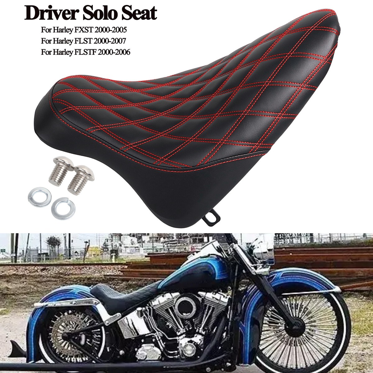 Synthetic Leather Driver Butt Bucket Solo Seat For Harley Softail