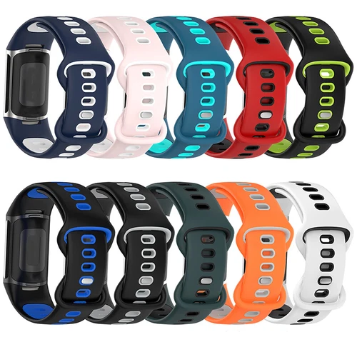 Correa de repuesto deportiva de silicona para Fitbit Charge 5 6 - Imagen 8 de 32