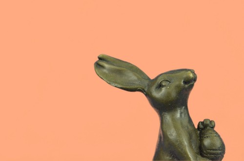 Bronze Easter Bunny Art Deco Home Cabin Decoration Lost Wax Method Figurine DEAL - Picture 5 of 8