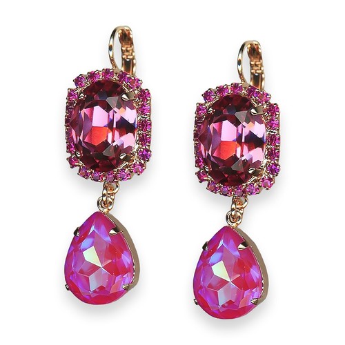 MARIANA - EARRINGS - ROSE GOLD - PINK AND TURQUOISE MEDALLION main image 0