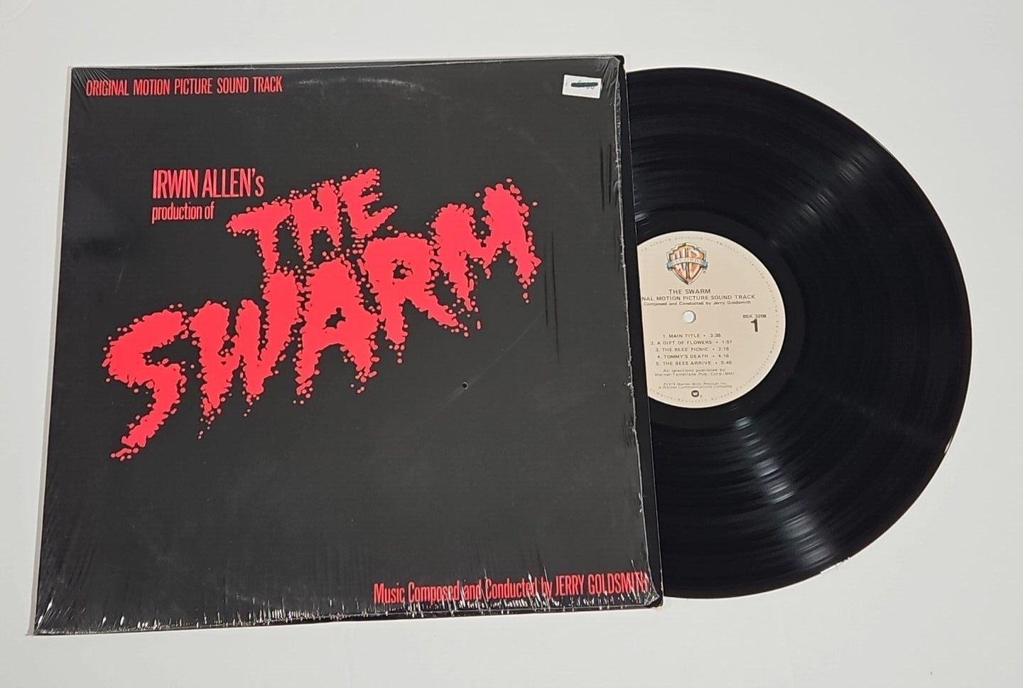 THE SWARM Jerry Goldsmith O.M P. Soundtrack Warner Brothers LP Shrink Horror EX
