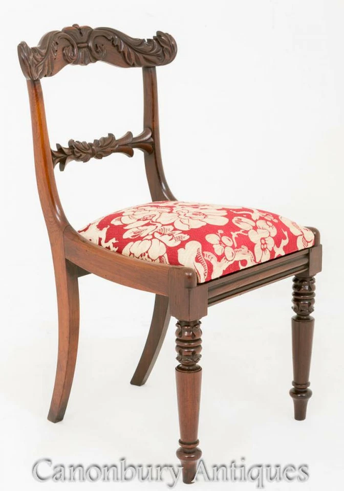 Par de cadeiras de jantar antigas Regency Braço em pau-rosa - Imagem 4 de 4