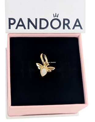 New 100% Authentic PANDORA ME 14k Gold Plated White Bee Mini Charm 763826C01
