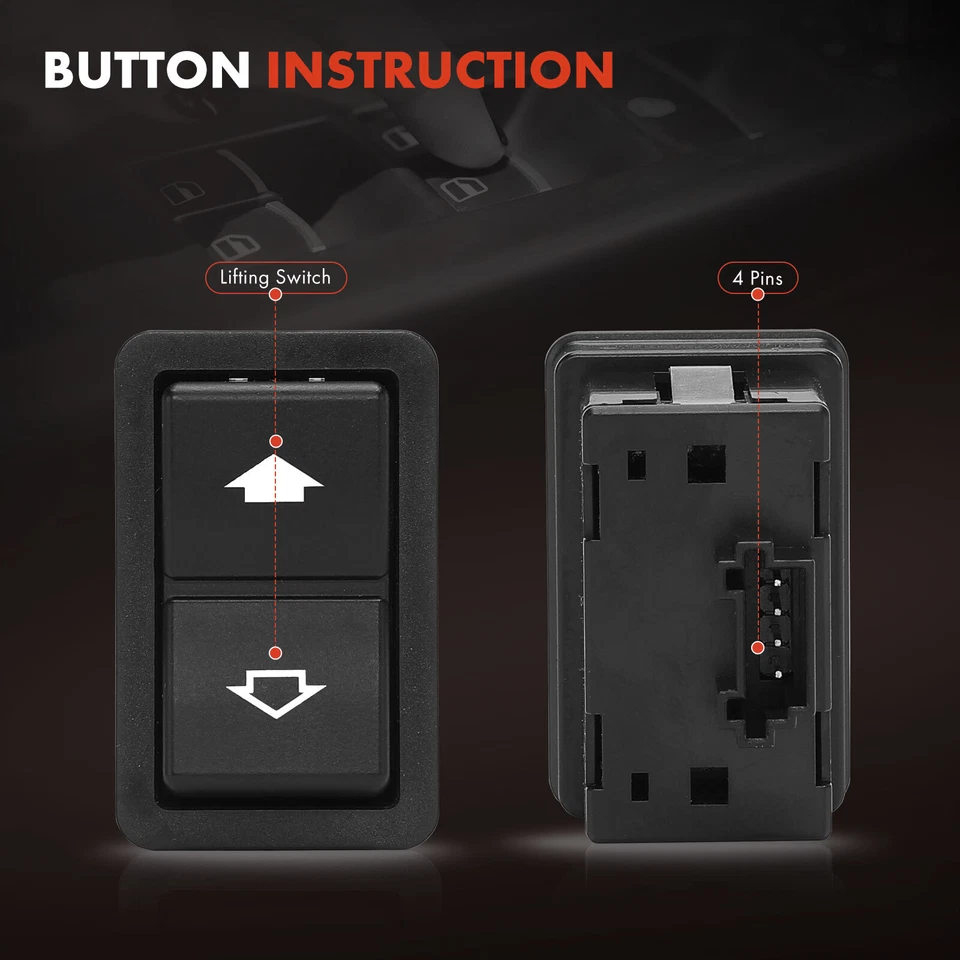 Interruptor de ventana eléctrica delantero derecho con 4 pines para BMW 525i 528i 530i 540i 740i 740iL Foto 4 de 4