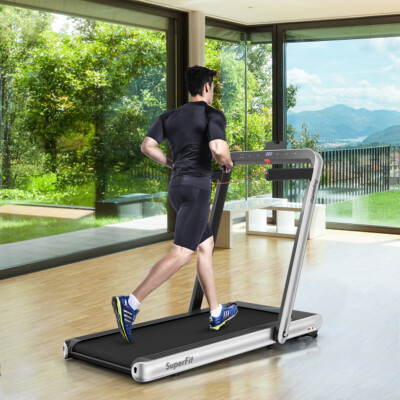 SuperFit 4.75HP 2 In 1 Folding Treadmill W/Remote APP Control APP Control Alexa