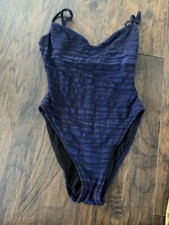 Vintage USA Oscar De La Renta Blue One Piece Swimsuit Womens Size 8