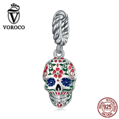 Fashion Women 925 Sterling Silver Skull Pendant Bead Charm Fit Bracelets VOROCO - Picture 1 of 12