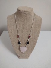 Quartz Heart Pendant Necklace Marked 925 Sterling Silver Never Worn