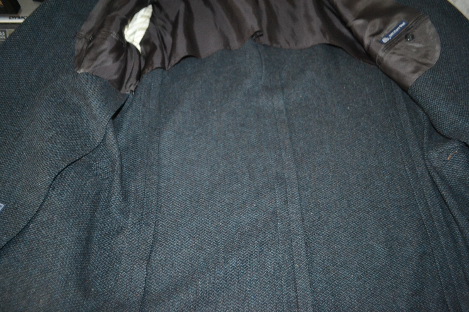 Vintage Burberry Men's Dark Blue Tweed 2 Front Button Sports Coat Sz 42 thumbnail 8