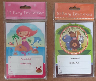 Kindergeburtstag Party Kindereinladung & Umschlag Qualität 10er Pack Jungen Mädchen