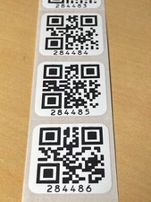 QTY 100 - SERIAL NUMBERED QR CODE LABELS STICKERS-WATERPROOF-DURABLE