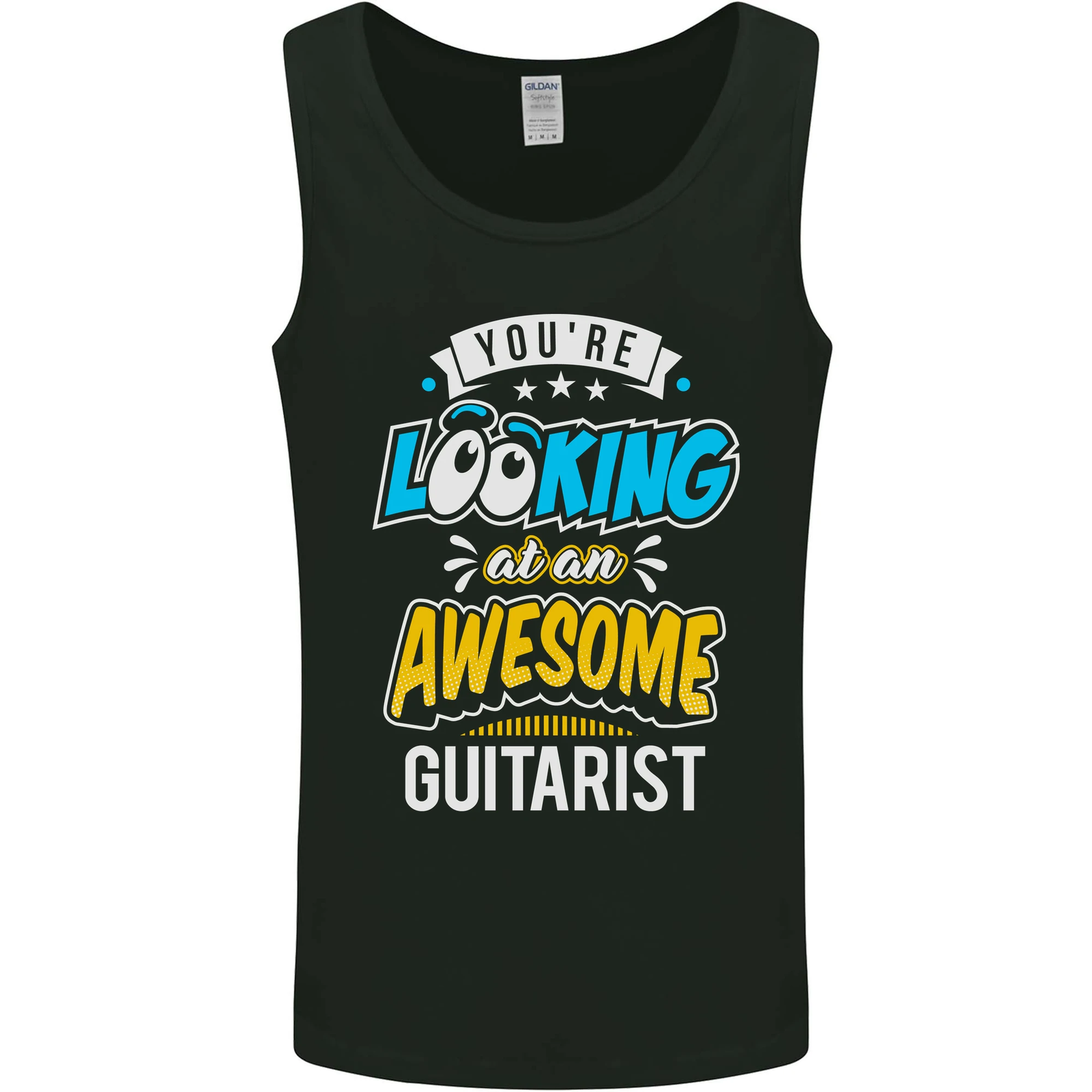 Looking at an Awesome Guitarist Guitar Mens Vest Tank Top