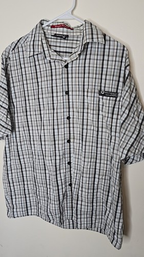 Southpole Plaid Button Up Shirt White Black Short Sleeve Chest Pocket Men's M - Picture 2 of 10