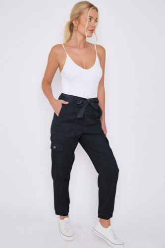M&S Womens Trousers Cargo Combat Tencel Tapered Pants Pockets Ladies - Picture 49 of 59