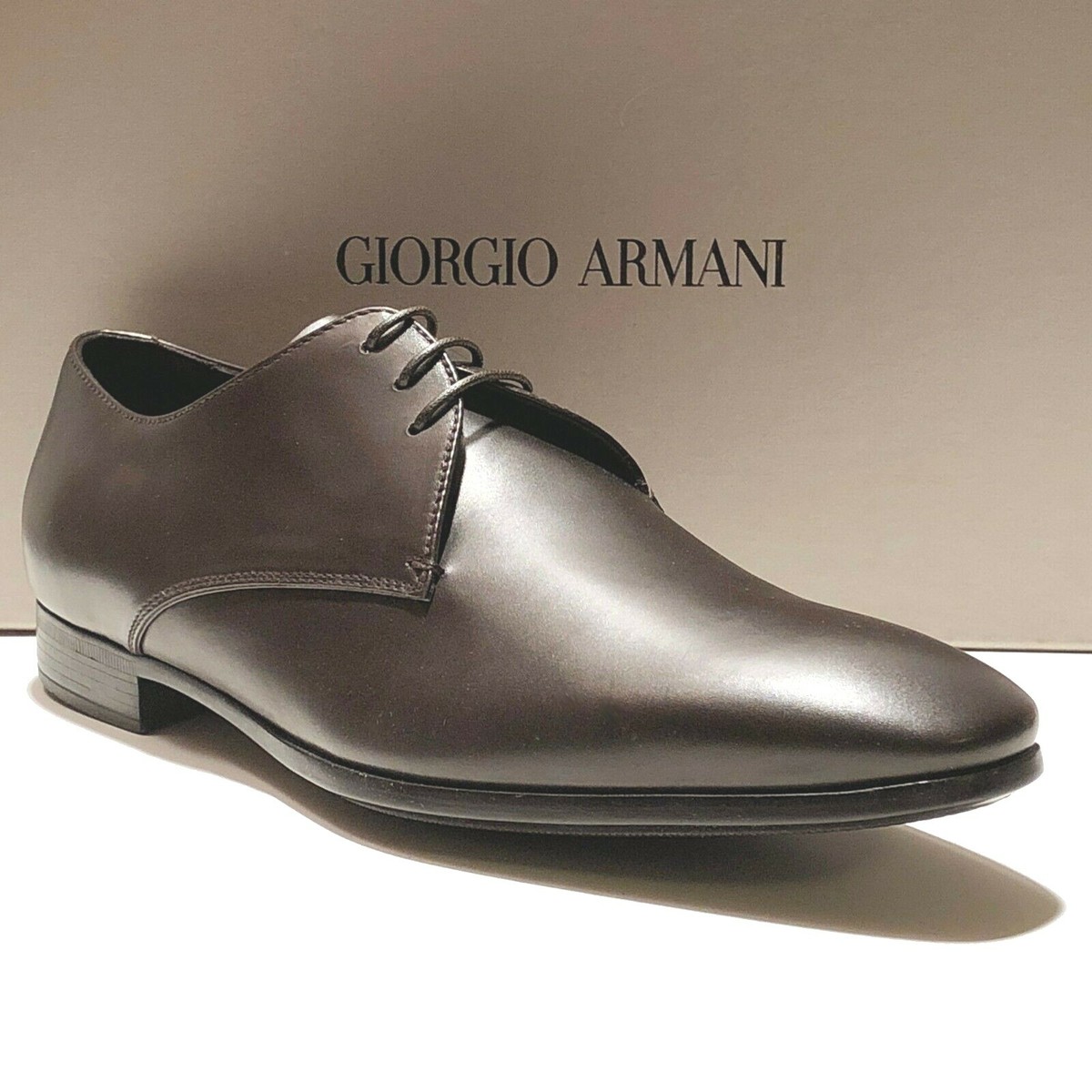 Giorgio Armani Leather Oxford 8 41 Men's Brown Formal Dress Shoes