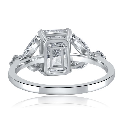 Bague diamant IGI 2,68 TCW E-VVVS2 taille brillante rayonnante en laboratoire or blanc 14 carats - Photo 10 sur 10