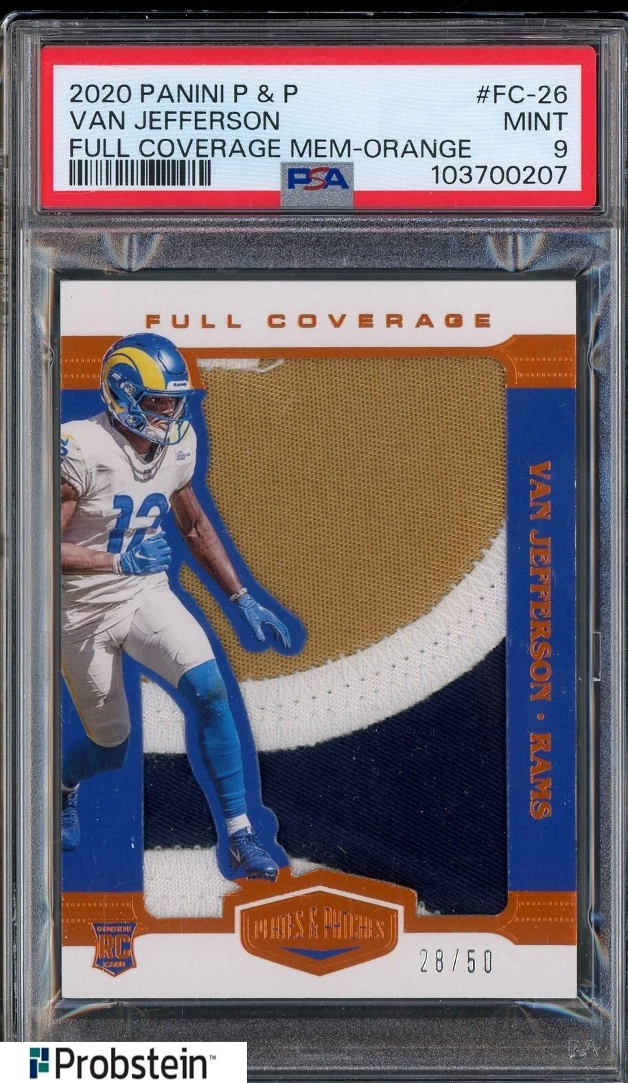 Van Jefferson Panini Plates & Patches Full Coverage Memorabilia #FC26 Orange