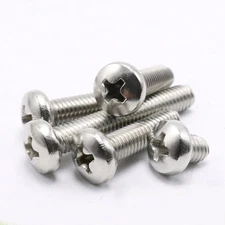 100Pcs M1 M1.2 Stainless Steel Phillips Round Head Screws Cross Machine Bolts