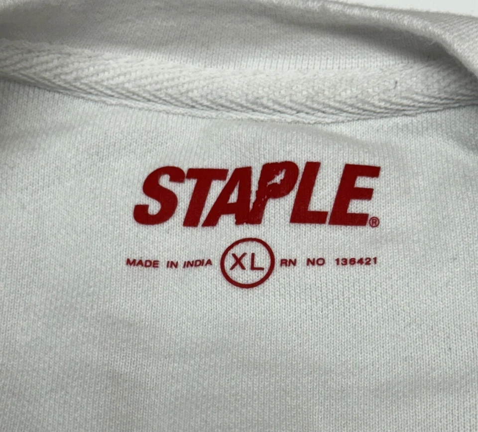 Sudadera Staple Pigeon Para Hombre XL Negra Blanca Bloques de Color Manga Larga Pullover Foto 3 de 4