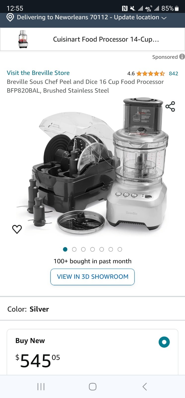 Breville Sous Chef 16Cup Peel & Dice Food Processor, Brushed Aluminum