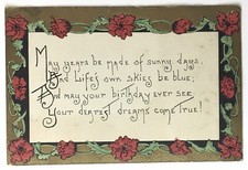 Birthday Letter Message Friendship Flower Border Vines Postcard 1911 Posted