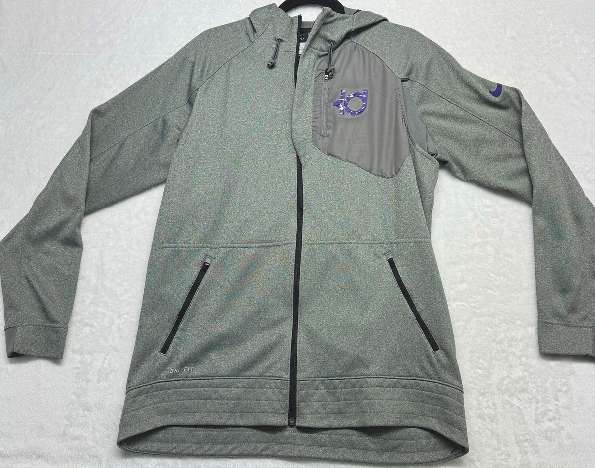 Kevin Durant KD Nike Dri-Fit Full Zip Grey Sweatshirt with Purple Logo Men  Sz L