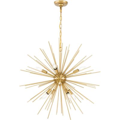 Chandelier Light Fixture Brass Color Modern Sputnik Mid-Century Dining Room
