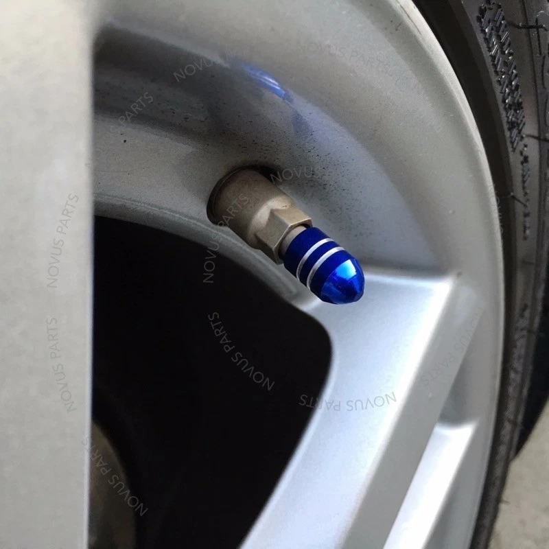 For Audi A6 A6 Quattro A4 Set of 4 Valve Stem Cover Blue Bullet Style Fits All - Image 4 of 4