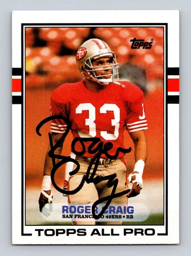 Roger Craig Authentic Autographed Signed 1989 Topps Football Card