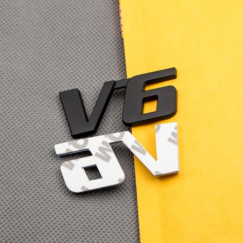 2x Metal Black V6 Rear Tailgate Trunk Emblem Decal 4WD Sport Turbo Badge Sticker - Picture 5 of 14