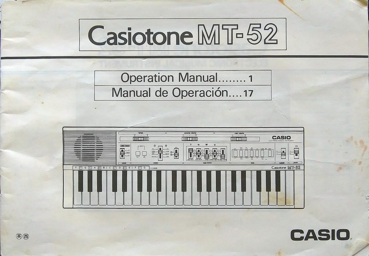 Mt 52 Electronic Keyboard Casiotone Mt52 Casio MT-52 Casiotone