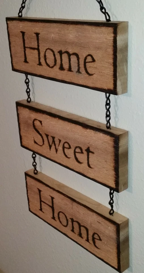 Rustic 'Home Sweet Home' Wood Hanging Sign - Image 2 of 4