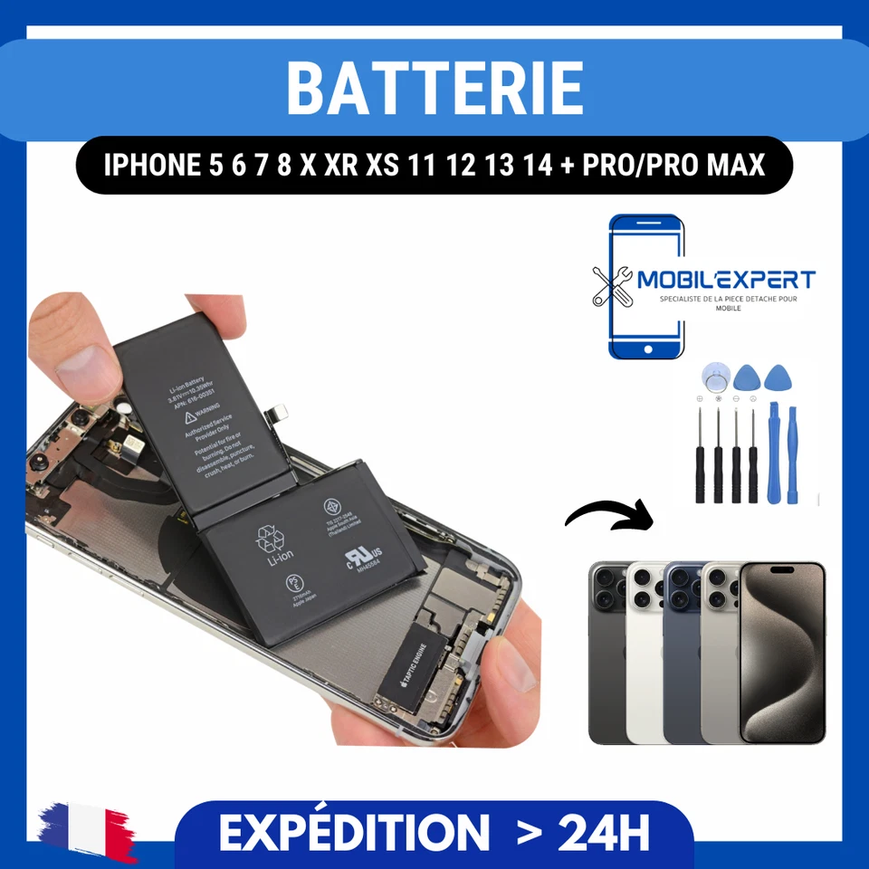BATTERIE PREMIUM COMPATIBLE IPHONE 5 6 7 8 X XR XS MAX 11 12 13 14 + PRO/PRO MAX