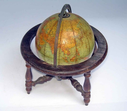 DAINTY c1900 SIX INCH - 6" C S HAMMOND TERRESTRIAL GLOBE on 4 Legged Wood Stand - Picture 3 of 19