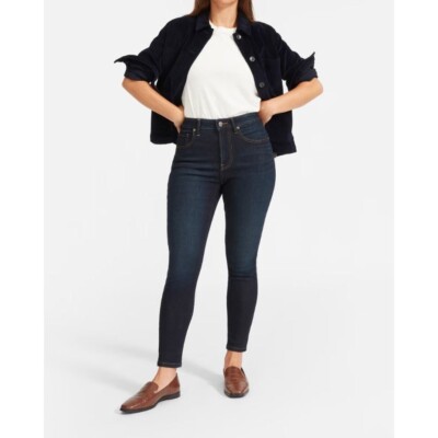 Everlane The Curvy High Rise Skinny Jean in Dark Blue Wash 35 Womens