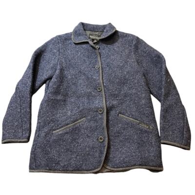 Vintage Montbell Womens Jacket Coat Wool Japan Size Medium Button Front Blue