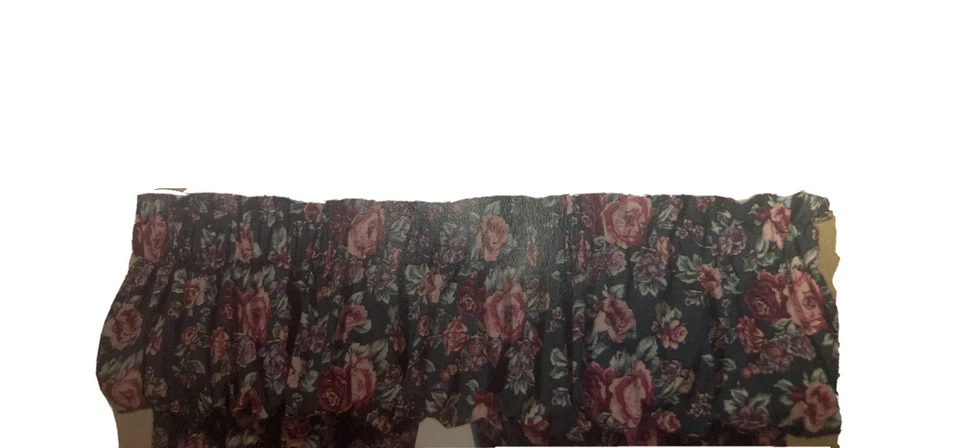 Royal Court Vintage PARCHES Rosas Puf Cenefa 86 x 16 Sears Roebuck HECHO EN EE. UU. Foto 4 de 4