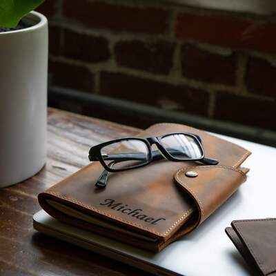 Personalized Top Grain Leather Portfolio with Notepad, 3 Sizes