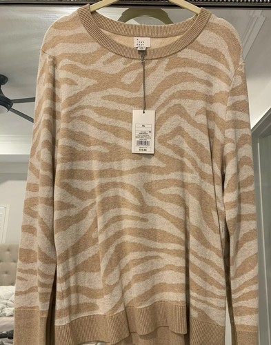 Zebra Animal Print Sweater Tan 