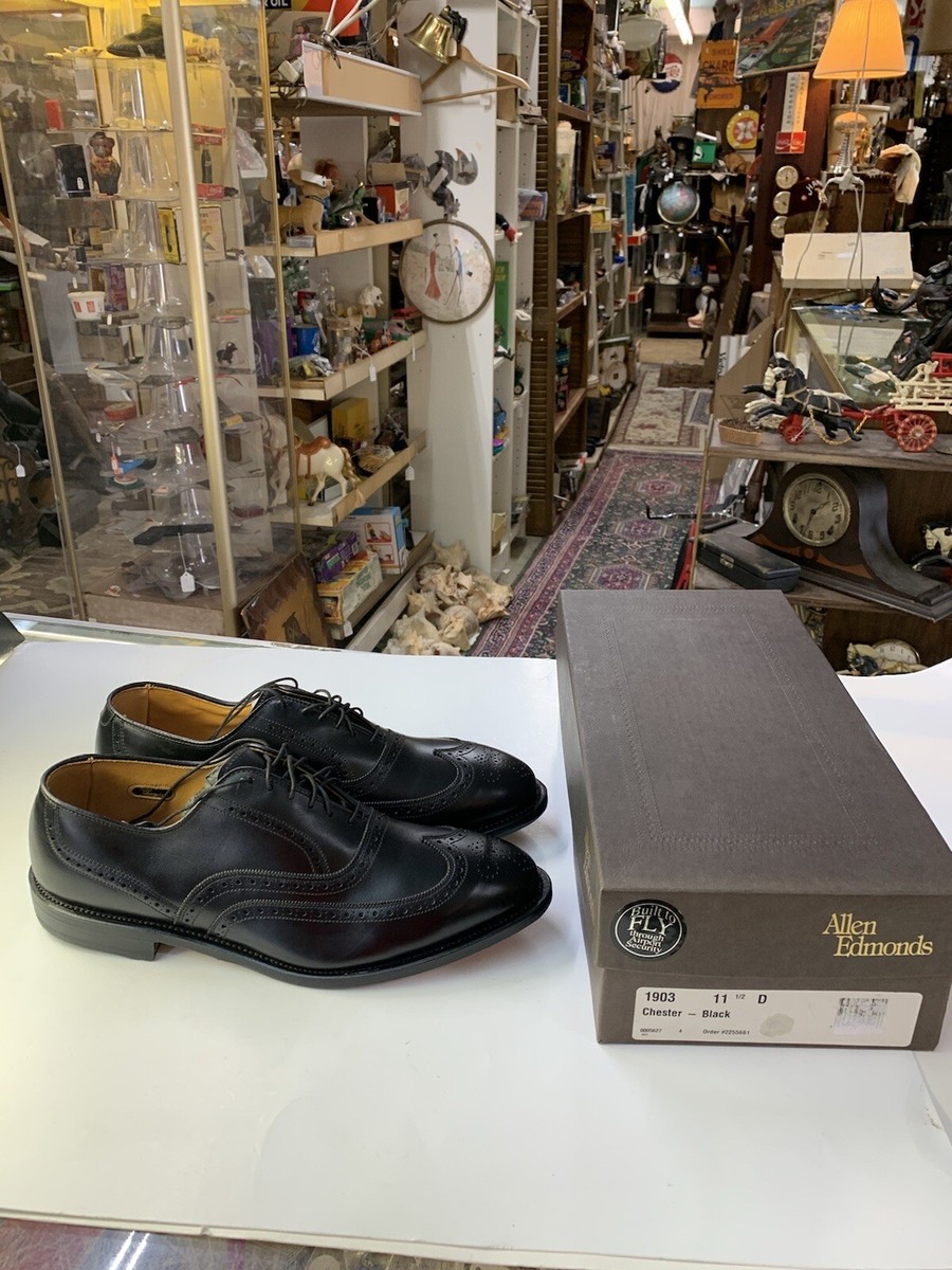Allen Edmonds Chester Black Wing Tip 1903 11.5 D $275 Brand New In
