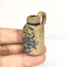 Vtg 1980s West Troy NY Pottery KRAMER Miniature Stoneware Water Jug Pot Handle